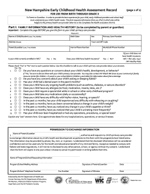 New Hampshire Early Childhood Health Assessment Record