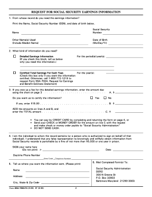 Social Security Administration Form SSA-7050-F4