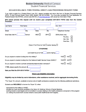 Federal Direct Loan Processing Request Form
