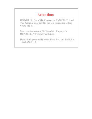 Form 944 Employer's Annual Federal Tax Return