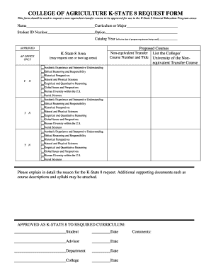 K-State 8 General Education Program Request Form