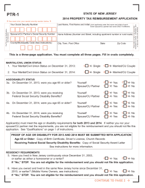 New Jersey Property Tax Reimbursement Application