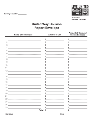 United Way Division Report Envelope