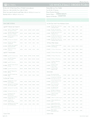 US Wholesale Order Form