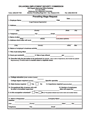 Prevailing Wage Request Form