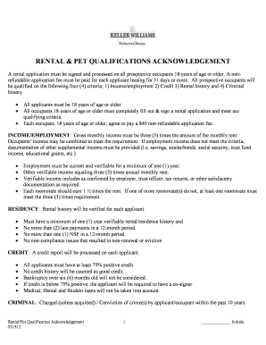 Rental and Pet Qualification Acknowledgement