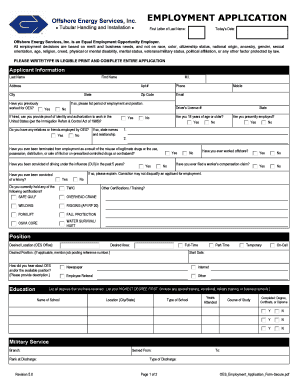 Offshore Energy Services Employment Application