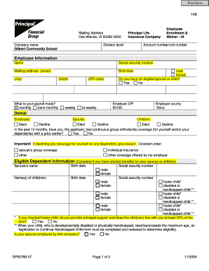 Principal Life Insurance Enrollment Waiver - IA