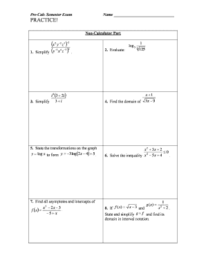 Pre-Calculus Semester Exam