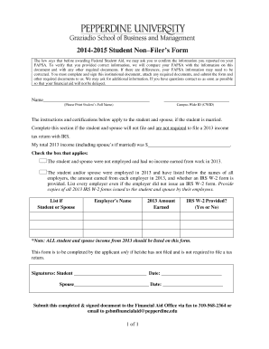 2014-2015 Student Non-Filer's Form
