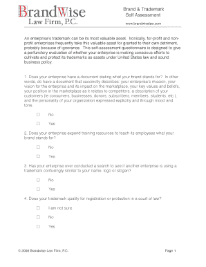 Brand & Trademark Self Assessment Form