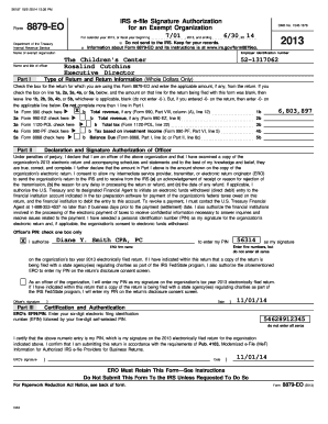 IRS e-file Signature Authorization Form 8879-EO