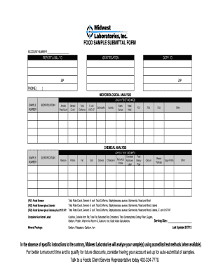 Food Sample Submittal Form
