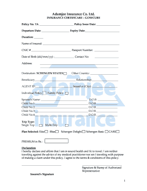 Adamjee Insurance Travel Policy