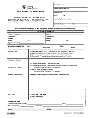 Microarray Test Requisition Form