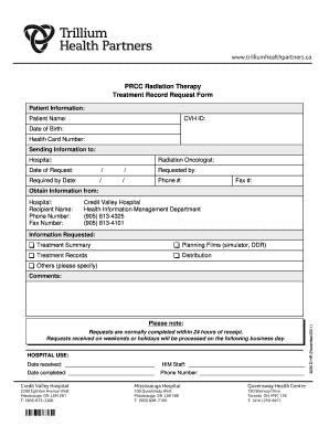 Radiation Therapy Treatment Record Request Form