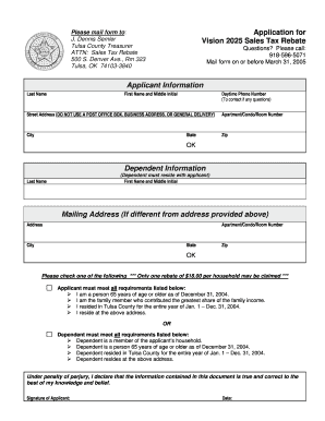 Tulsa County Sales Tax Rebate Form