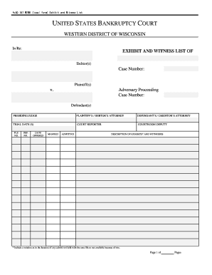 fillable online wiwb uscourts ao 187 wiwb local form ex hi bi t and witness list form