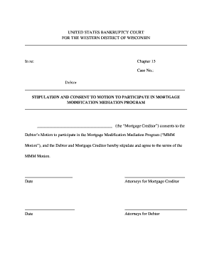 Chapter 13 Mortgage Modification Mediation Stipulation