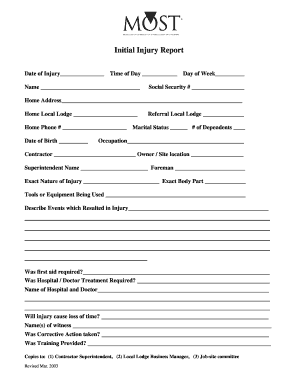 Initial Injury Report Form