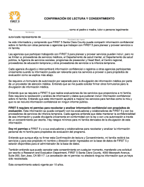 CONFIRMACIÓN DE LECTURA Y CONSENTIMIENTO