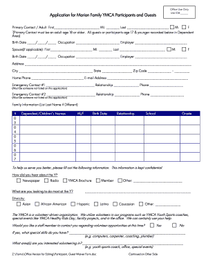 Marion Family YMCA Participant and Guest Application and Waiver