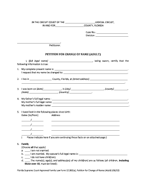 Florida Adult Name Change Petition