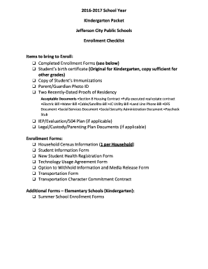 Kindergarten Enrollment Form