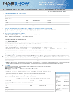 NAB Show Meeting Room Application and Contract