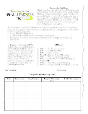 RTI Student Intervention Plan