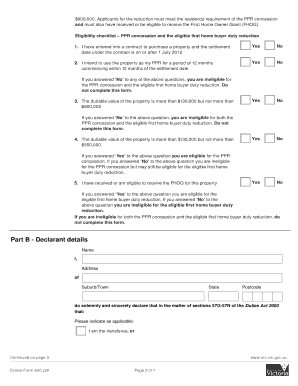 Victoria Principal Place of Residence Duty Reduction Declaration