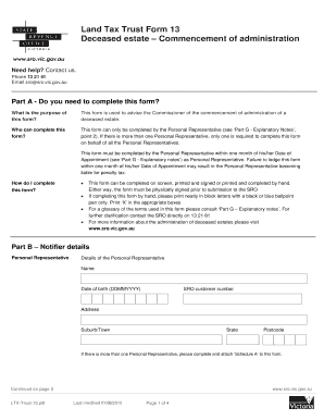 Land Tax Trust Form 13