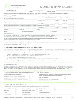 Community First Credit Union Membership Application