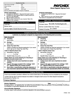 Direct Deposit Signup Form