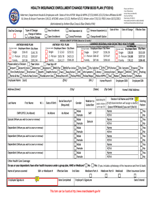 Health Insurance Enrollment Form for Active Employees