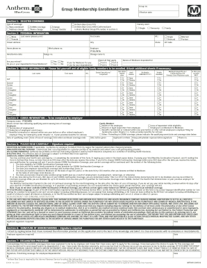 Anthem Blue Cross Group Membership Enrollment Form
