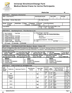 Universal Enrollment/Change Form for Medical-Dental-Vision