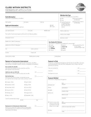 Toastmasters Membership Application