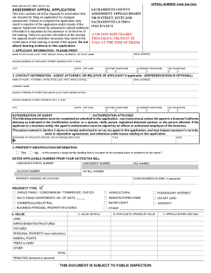 Sacramento County Assessment Appeal Application