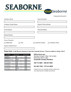 Corporate Account Application Form