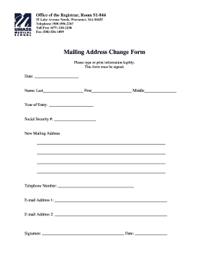 Mailing Address Change Form