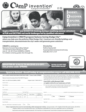 Camp Invention Registration Form