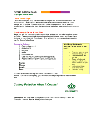 Ozone Action Days Employee Action Plan