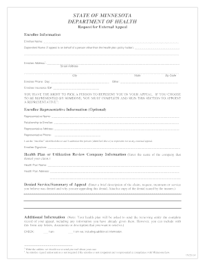 Minnesota External Appeal Request Form