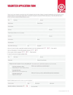 St John Ambulance WA Volunteer Application Form