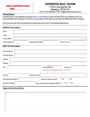 Wine Shipping Form