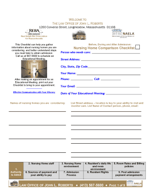 Nursing Home Comparison Checklist