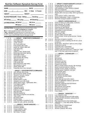 Nutritec Software Symptom Survey Form