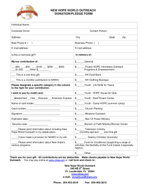 New Hope World Outreach Donation Form