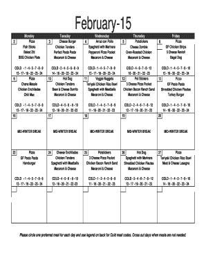 School Lunch Order Form